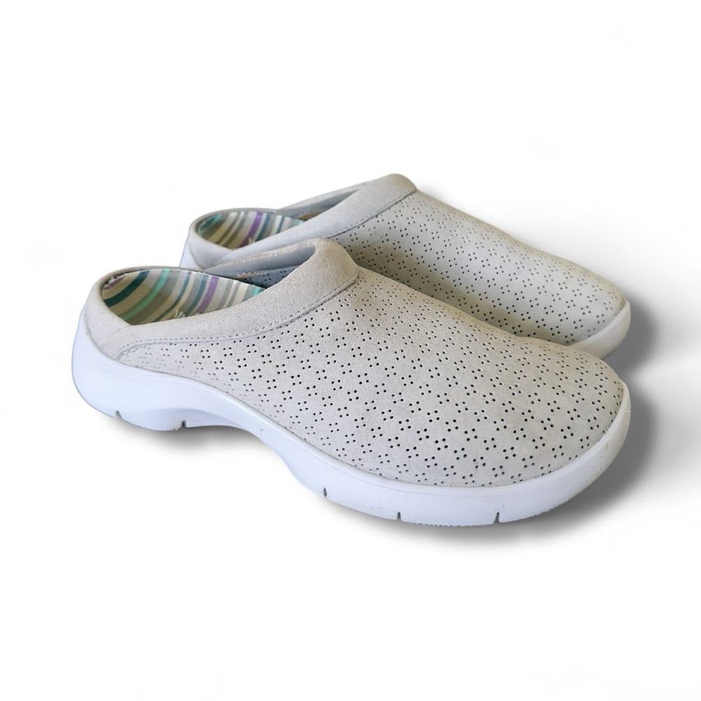 Dansko Light Gray Perforated Slip-On Mules